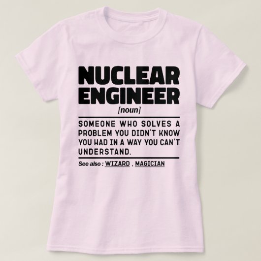 核技術者名詞学生出おもしろい学 Tシャツ (デザイン正面)