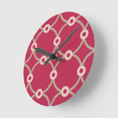 核接続性 – マゼンタ – シームレスパターン。 ラウンド壁時計 (傾斜)