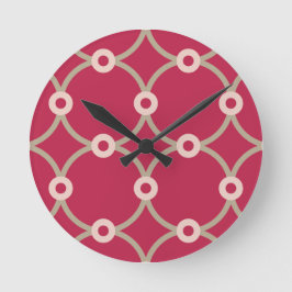 核接続性 – マゼンタ – シームレスパターン。 ラウンド壁時計