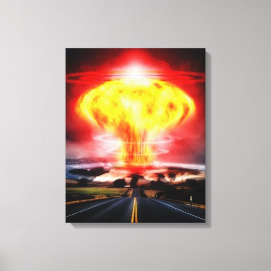 核爆発キノコ雲イラストレーション キャンバスプリント (正面)