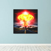 核爆発キノコ雲イラストレーション キャンバスプリント (インサイチュ (ウッドフロア))