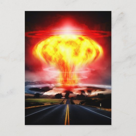 核爆発キノコ雲イラストレーション ポストカード (正面)