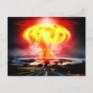 核爆発キノコ雲イラストレーション ポストカード