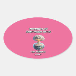 核試国際的験に反対する日。平和。 楕円形シール