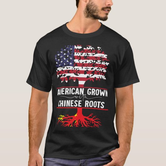 根で育ったアメリ中国のカ人 Tシャツ (正面)