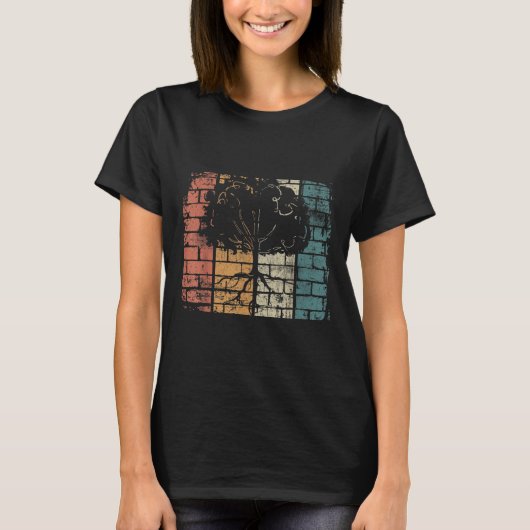 根のある木 – レトロ自然環境 Tシャツ (正面)