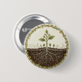 根のある植物のボタニカルアート 缶バッジ (正面&裏面)