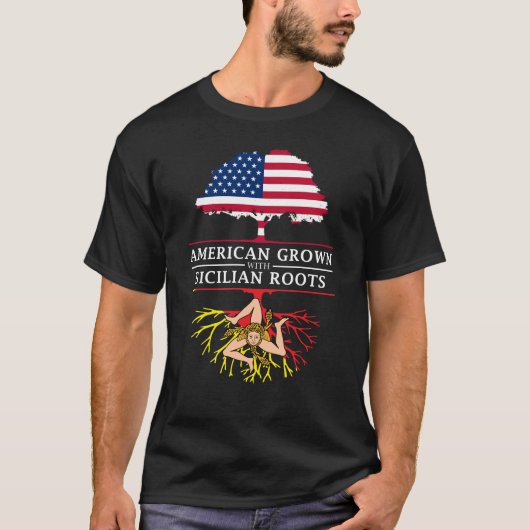 根のシシリーのシシリアのデザインと 育つアメリカ人 Tシャツ (正面)