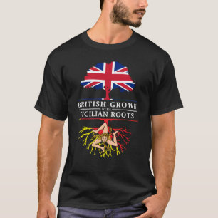 根のシシリーのシシリアのデザインと 育つイギリス Tシャツ