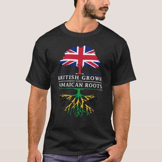 根のジャマイカのジャマイカのデザインと 育つイギリス Tシャツ (正面)