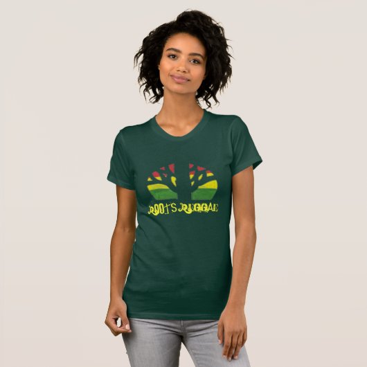 根のレゲエの女性ブラウンTシャツ Tシャツ (正面フル)