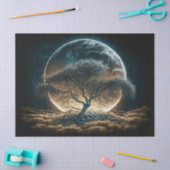 根の切り離しツリーを持つ満月 薄葉紙 (クラフト)