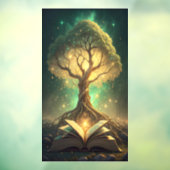 根を持つ知識の古代の白熱［赤熱］光を放つ木 ウィンドウサイン (シート3)