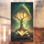 根を持つ知識の古代の白熱［赤熱］光を放つ木 ウィンドウサイン (シート2)