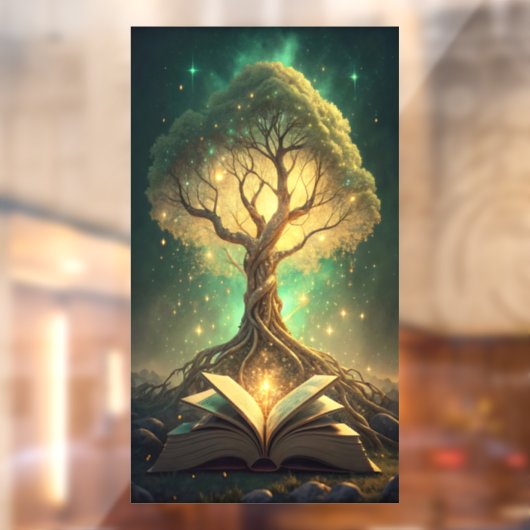 根を持つ知識の古代の白熱［赤熱］光を放つ木 ウィンドウサイン (シート2)