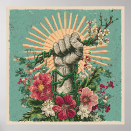 根付き抵抗 – Solarpunk抗議ポスター ポスター