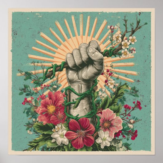 根付き抵抗 – Solarpunk抗議ポスター ポスター (正面)