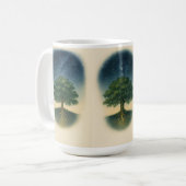 根付く木と輝く家族の星座 コーヒーマグカップ (正面左)