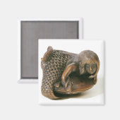 根付は人魚の形に彫られた マグネット (正面/裏面)