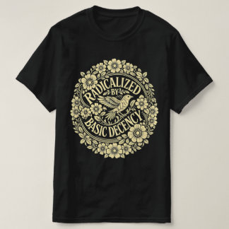 根底にあるのは基本的な善意 レトロな鳥と花のデザイン Tシャツ