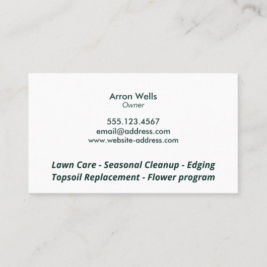 根気に付き芝生造園金ゴールドツリー 名刺 (裏面)