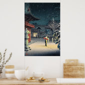 根津神社の雪の土屋興一 ポスター (キッチン)