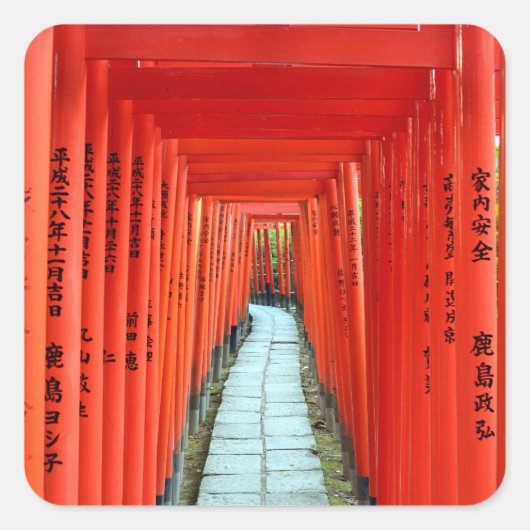 根津神社の鳥居: 東京ポストカード スクエアシール (正面)