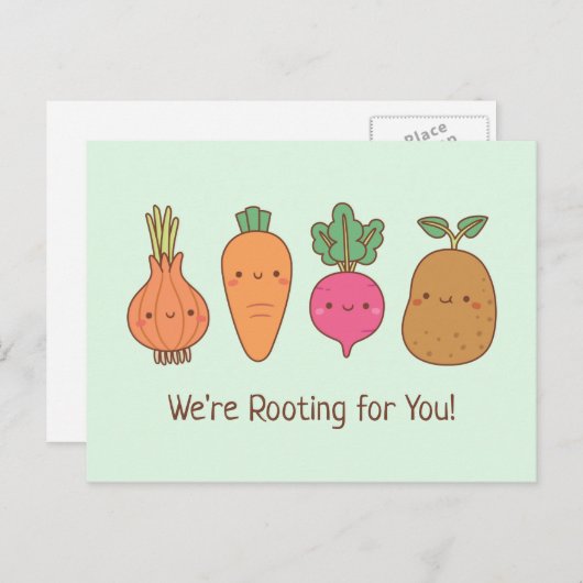 根菜の駄洒落を応援しおもしろいます ポストカード (正面/裏面)