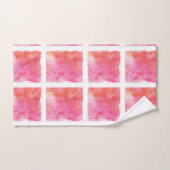 格子および大理石の効果のピンクおよびオレンジ ハンドタオル (ハンドタオル)