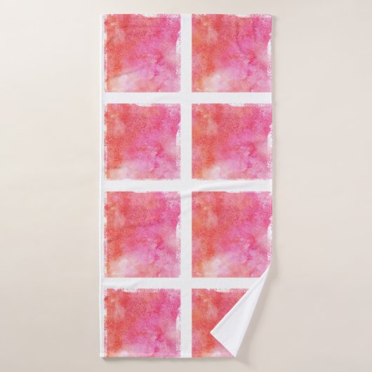 格子および大理石の効果のピンクおよびオレンジ バスタオル (バスタオル)