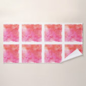 格子および大理石の効果のピンクおよびオレンジ バスタオル (バスタオル)