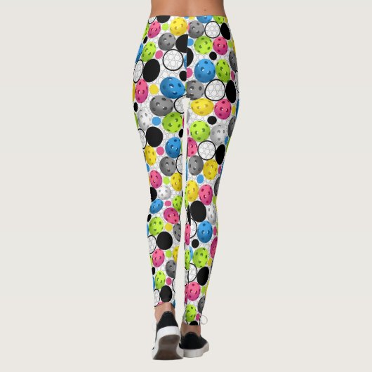 格子および白いbackgroudのレギンスのPickleballs レギンス (裏面)