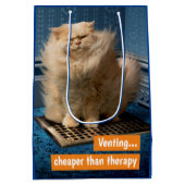 格子の上に猫 ミディアムペーパーバッグ (裏面)