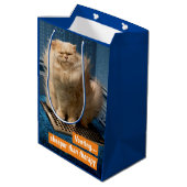 格子の上に猫 ミディアムペーパーバッグ (裏面アングル)