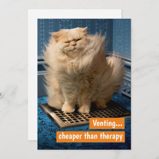 格子の上に猫 招待状 (正面/裏面)