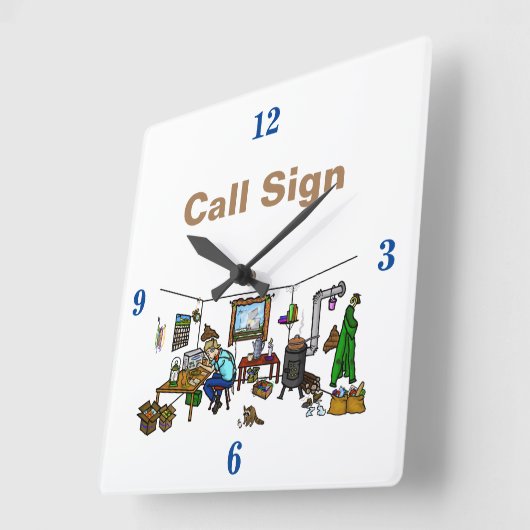 格子ハムのRADIO SHACKの柱時計を離れて スクエア壁時計 (傾斜)