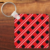 格子パタ赤と白ーン キーホルダー (正面)
