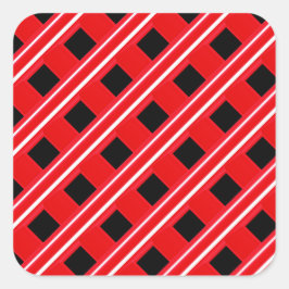 格子パタ赤と白ーン スクエアシール