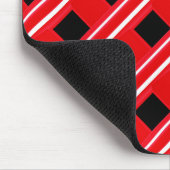 格子パタ赤と白ーン マウスパッド (コーナー)