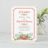 格子フレームの花柄の招待状 招待状 (スタンド正面)