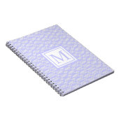 格子モダン幾何学的モノグラムペリウィンクルブルー ノートブック (右側)