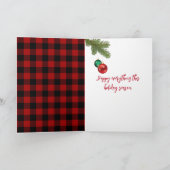 格子上のクリスマススノーフクロウ カード (内部)