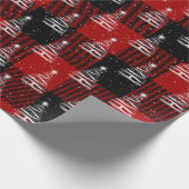 格子上の白いクリスマススターツリー ラッピングペーパー (角)