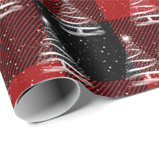 格子上の白いクリスマススターツリー ラッピングペーパー (ロールコーナー)