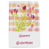 格子付きフローラ ミディアムペーパーバッグ (正面)