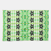 格子付き花タオル キッチンタオル (横)