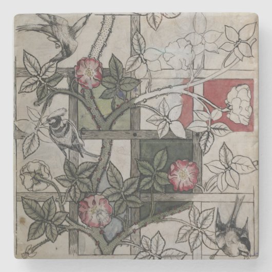 「格子垣」の壁紙のデザイン、1のためのオリジナルのアートワーク ストーンコースター (正面)