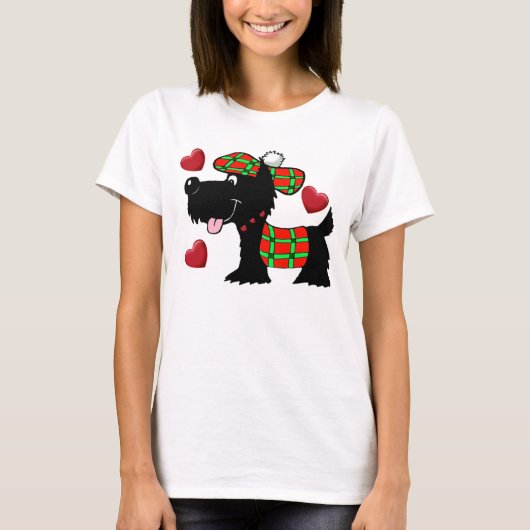 格子帽子のスコットランドのテリア Tシャツ (正面)