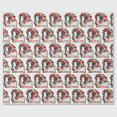 格子帽子ガーリー付きクリスマス格言 ラッピングペーパー (フラット)