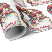 格子帽子ガーリー付きクリスマス格言 ラッピングペーパー (ロールコーナー)